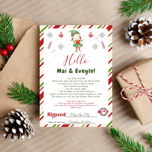 Girl Christmas Elf Welcome Letter Card