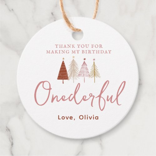 Girl Christmas Tree Onederful Birthday Thank You  Favor Tags