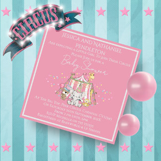 Girl Circus Baby Shower Invitation
