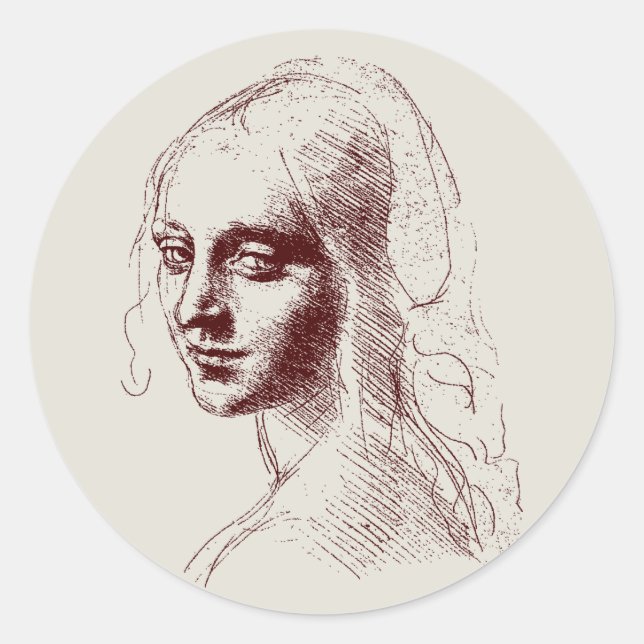 girl classic round sticker (Front)