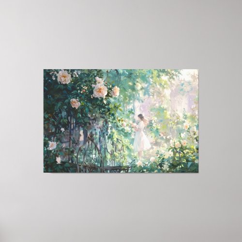   Girl CLIMBING ROSE TV2 Stretched Canvas Print