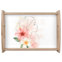 Girl close her eyes whithe flower-watercolor 
