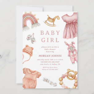 Girl Clothes Nursery baby shower invitation
