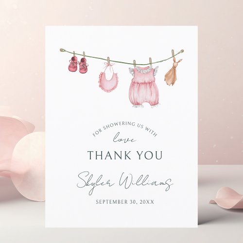 Girl Clothes Watercolor Minimalist Baby Shower Postcard