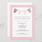 Girl Clothesline Baby Shower Invite Pink Gray (Front/Back)