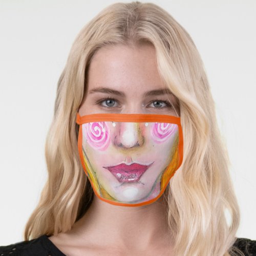 Girl Clown Face Mouth Nose Funny Humorous Painting Face Mask