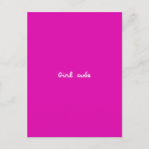 Girl Code  Modern Neon Hot Pink Girl Power Postcard