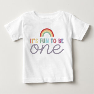 Girl Colorful Fun to be One Rainbow 1st Birthday Baby T-Shirt