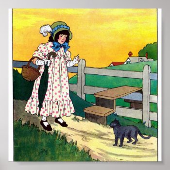 Girl Comes Across A Cat Artwork Poster by artisticcats at Zazzle