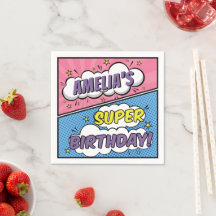 Girl Comic Book Style Superhero Happy Birthday