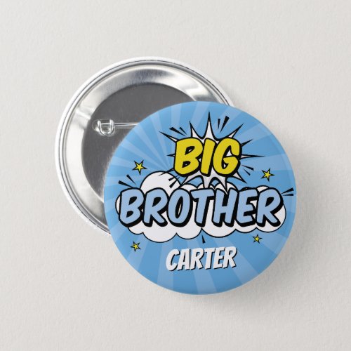 Girl Comic Book Superhero Baby Shower Big Brother Button