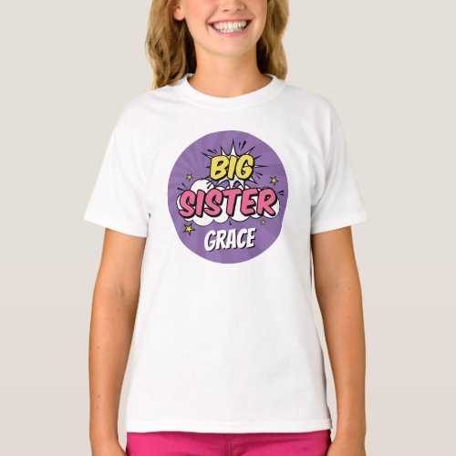 Girl Comic Book Superhero Baby Shower Big Sister T_Shirt