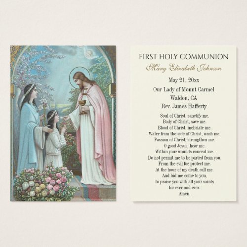 Girl Communion Catholic Remembrance Holy Card