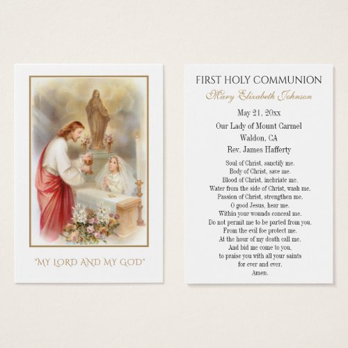 GIrl Communion Catholic Remembrance Holy Card