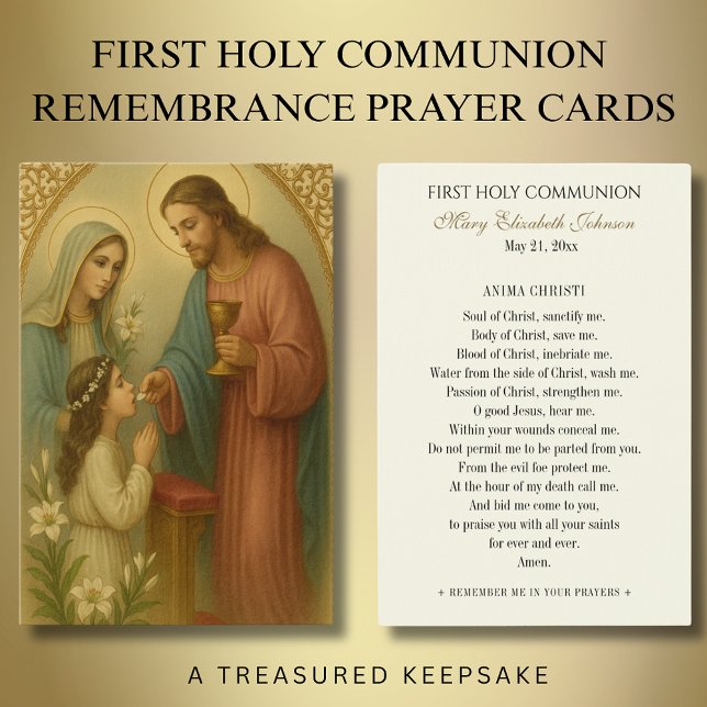 Girl Communion Catholic Remembrance Holy Card (Creator Uploaded)
