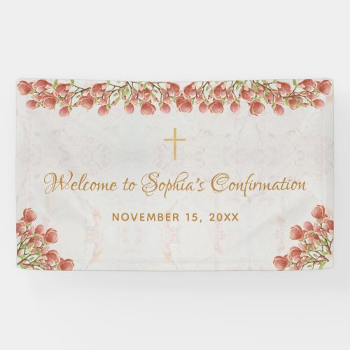 Girl Confirmation Floral Welcome Pink Magnolia Banner