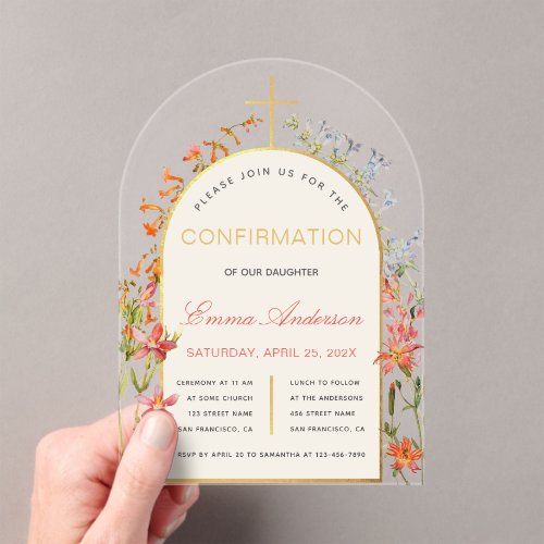  Girl Confirmation Gold Arch Floral Watercolor 