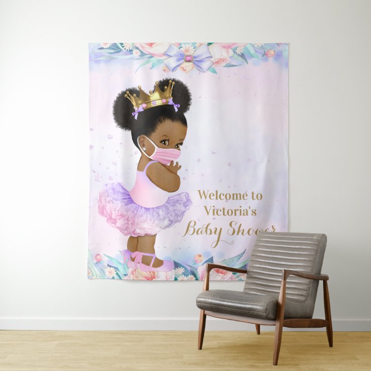 Girl Covid Baby With Mask Baby Shower L Backdrop Zazzle