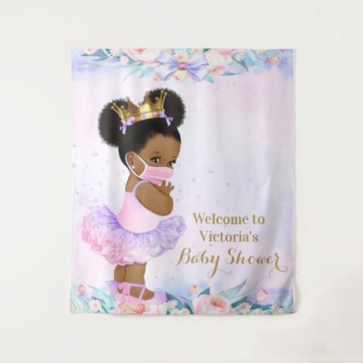 Girl Covid Baby With Mask Baby Shower L Backdrop Zazzle