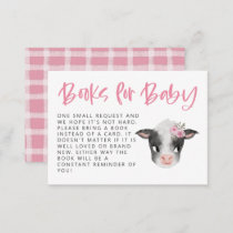 Girl Cow Baby Shower Book Request Enclosure Card