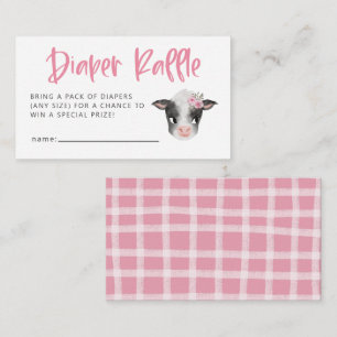 Girl Cow Baby Shower Diaper Raffle Ticket Enclosure Card