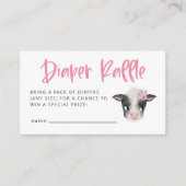 Girl Cow Baby Shower Diaper Raffle Ticket Enclosure Card (Front)