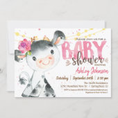 Girl Cow Baby Shower invitation, Pink Farm Invitation (Front)