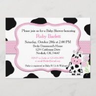 Girl Cow Baby Shower Invitation with Chevron Print