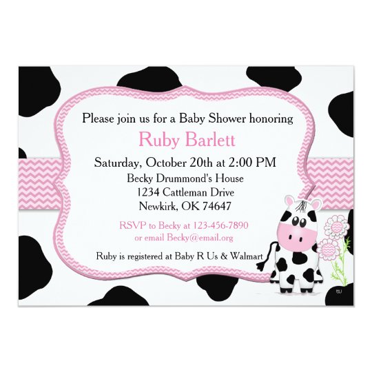 Cow Baby Shower Invitation With Chevron Print Zazzle Cow Baby Shower Invitation With Chevron Print