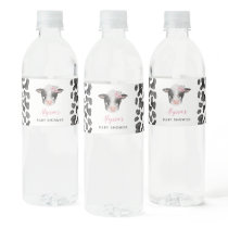 Girl Cow Baby Shower Water Bottle Label