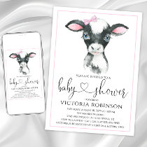 Girl Cow Farm Baby Shower Invitations