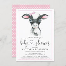 Girl Cow Farm Baby Shower Invitations