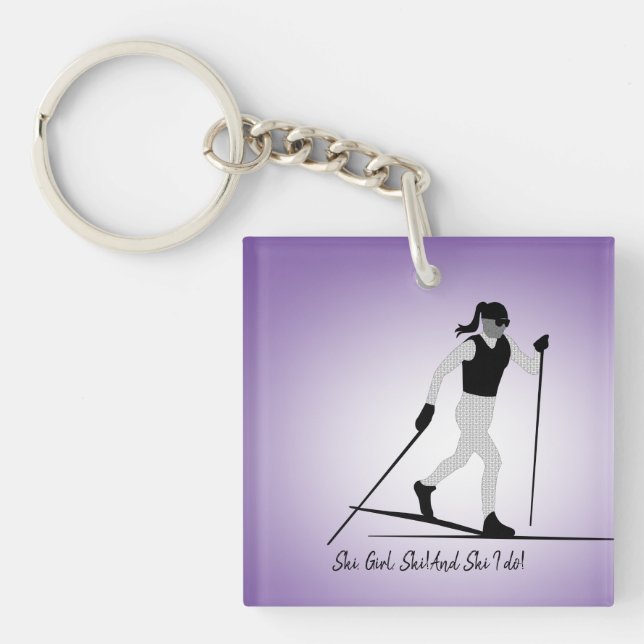 Girl Cross Country Skier Key Ring (Front)