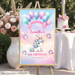 Girl Custom Birthday Unicorn Party Welcome Sign