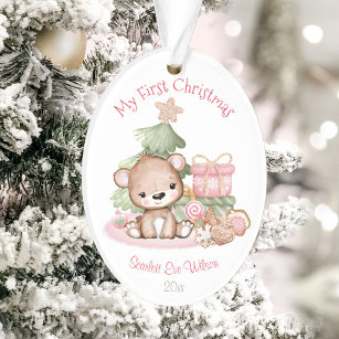 Girl Cute Baby's First Christmas Ornament Acrylic