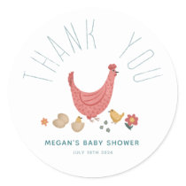 Girl Cute Farm Chicken Baby Shower Thank You Favor Classic Round Sticker