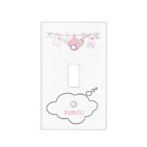 Girl Cute Pink Clothesline Laundry Nursery Room   Light Switch Cover