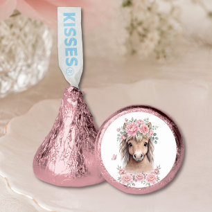 Girl Cute Pink Floral Horse First Birthday Hershey®'s Kisses®