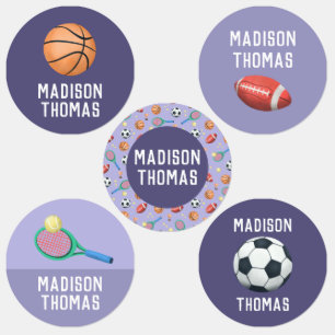 Girl Cute Purple Sports School Kids' Labels