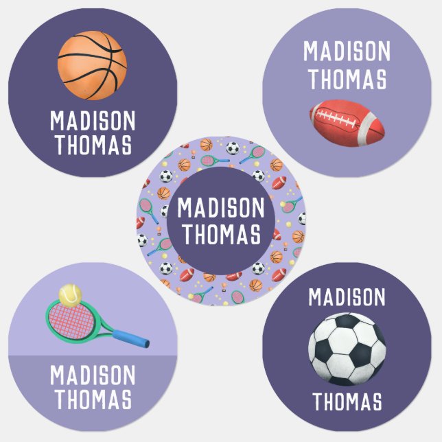 Girl Cute Purple Sports School Kids' Labels (Group)