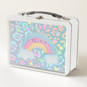 Girl Cute Rainbow Kids Back to school  Metal Lunch Box