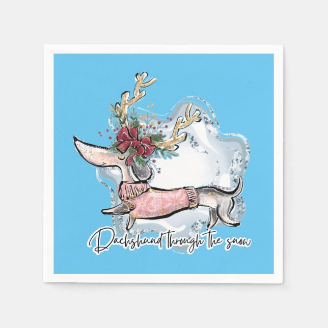Girl Dachshund Through The Snow Napkins (Front)