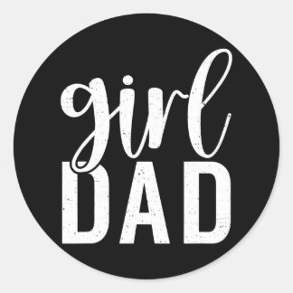 Girl Dad Daughter Father Daddy Dad Classic Round Sticker