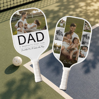 Girl Dad Daughter Father's Day Collage 8 Photo Pickleball Paddle