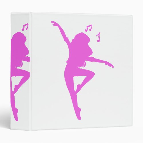 Girl dancer silhouette _ Choose background color 3 Ring Binder