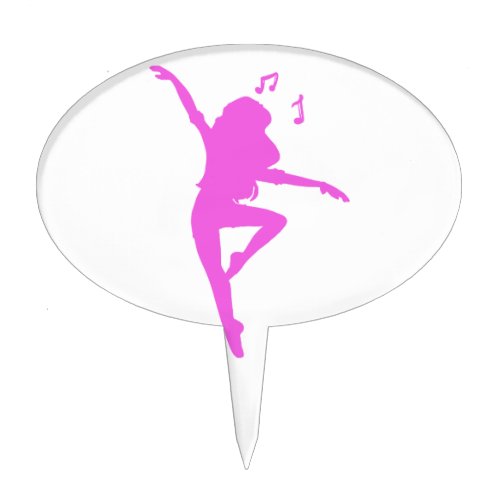 Girl dancer silhouette _ Choose background color Cake Topper