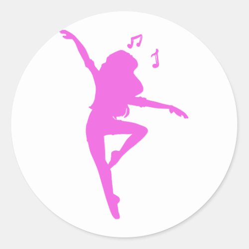 Girl dancer silhouette _ Choose background color Classic Round Sticker