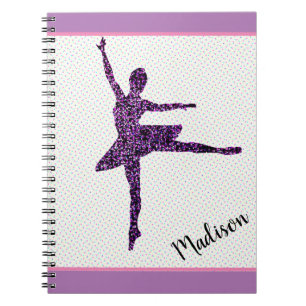 Girl Dancer Sparkle Personalized Tiny Dot Notebook