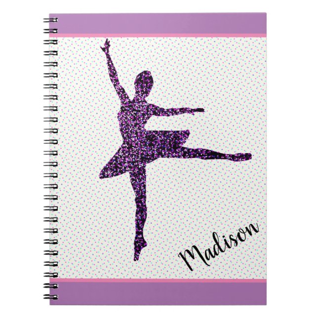 Girl Dancer Sparkle Personalized Tiny Dot Notebook (Front)