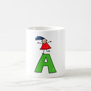 Girl Dancing on Green Letter A Fun Alphabet Coffee Mug